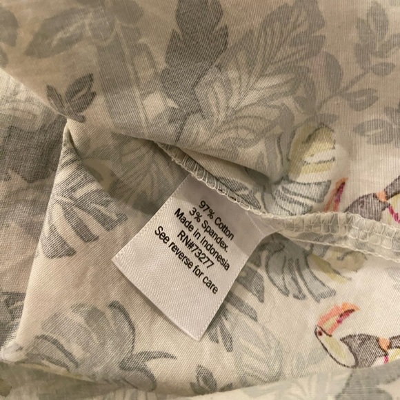 Croft & Barrow Size XXL Tropical Palm Toucan Print Cotton Button Down Shirt - Picture 11 of 11
